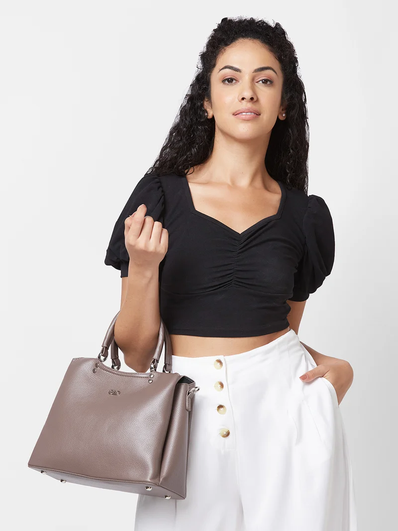 globus Globus Women Dark Grey Textured Casual Handheld Bag